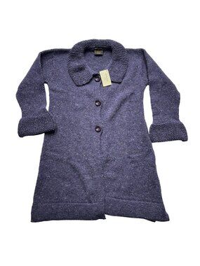 Triona Design 100% Wool Duster Cardigan Sweater Size M Purple Made In Ireland